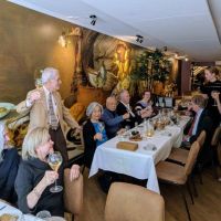 Toasting, opening night dinner